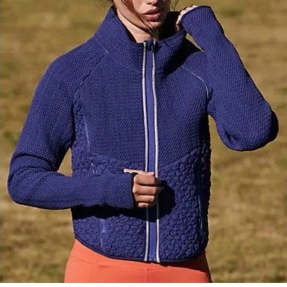 Free People Women's Blue Textured Jacket
